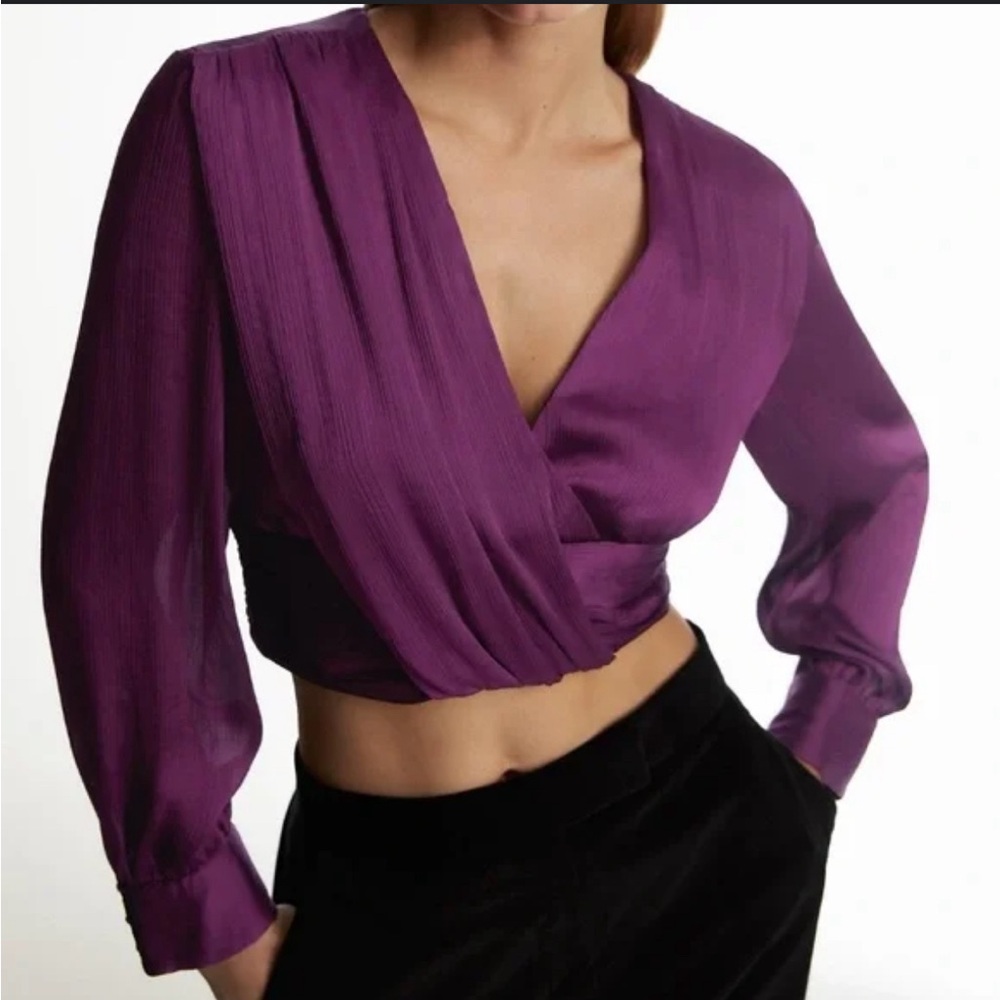 Zara satin cropped blouse